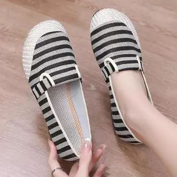 Cresfimix Sapatos Femininas женские милые легкие черные и серые разноцветные полосатые туфли на плоской подошве женские весенние и летние лоферы A16b 35