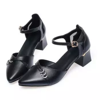 Cresfimix sapatos femininas женские модные милые черные лакированные туфли с пряжкой на ремешке на квадратном каблуке для офисной вечеринки ba374 35