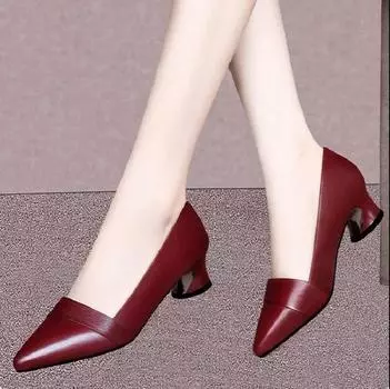 Cresfimix Sapatos Femininas женские модные винно-красные весенние туфли на квадратном каблуке женские повседневные офисные черные кожаные туфли-лодочки A6674 35