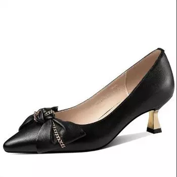 Cresfimix Sapatos Femininas женские модные высококачественные кожаные туфли-лодочки с бантом на шпильках женские сексуальные элегантные черные туфли-лодочки для вечеринок A419 34