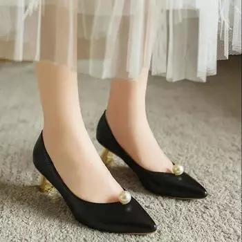 Cresfimix Sapatos Femininas Женские повседневные туфли высокого качества с острым носком на высоком каблуке без застежек на весну Женские классические туфли-лодочки на каблуке A9289 35