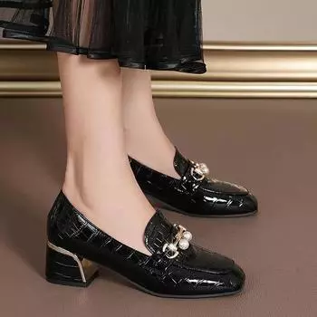 Cresfimix sapatos femininas женские симпатичные туфли с круглым носком черного цвета из высококачественной лакированной кожи без застежки на каблуке женские офисные туфли-лодочки a1527 35