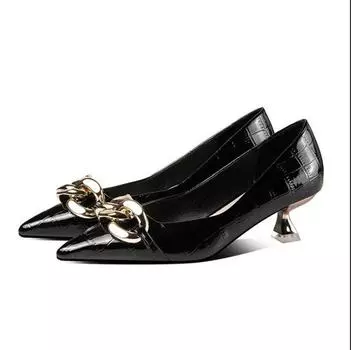 Cresfimix Women Cute Sweet Green Pu Leather Pointed Toe High Heel Shoes Lady Fashion Black Office Stiletto Heel Pumps A300f 35