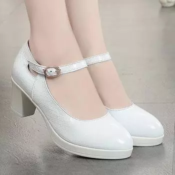 Cresfimix Zapatos Dama женские классические белые туфли из искусственной кожи с пряжкой на ремешке высокого качества на квадратном каблуке для офиса черные туфли на каблуках A9329 35