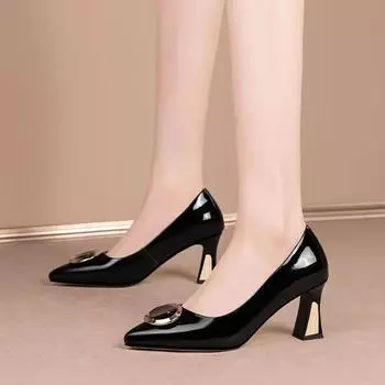 Cresfimix Zapatos De Mujer Элегантные черные туфли из искусственной кожи высокого качества для весны и лета на высоком каблуке для женщин в офисе A1141 35
