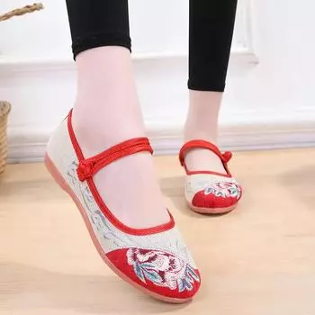 Cresfimix Zapatos De Mujer Lady Retro Light Weight Floral Anti Skid Dance Flats Women Fashion Sweet Spring Autumn Shoes A493 35