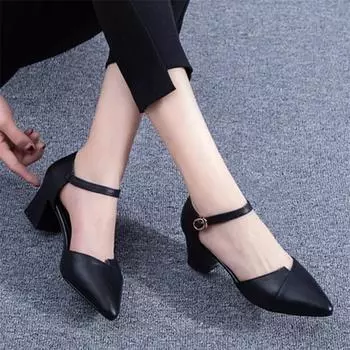 Cresfimix Zapatos De Mujer женские модные высококачественные черные туфли на квадратном каблуке женские сексуальные туфли для вечеринок и ночных клубов с пряжкой A1209 35