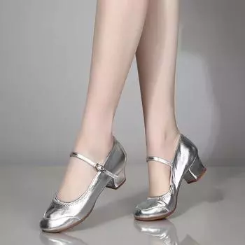 Cresfimix Zapatos De Mujer Women Fashion Round Toe Black Patent Leather Spring Slip on Square Heel Office Pumps Heel Shoes A1239 35