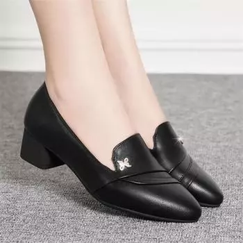 Cresfimix Zapatos De Mujer Женская мода Легкие черные удобные весенне-осенние офисные туфли на квадратном каблуке Сексуальные туфли-лодочки A1532 35
