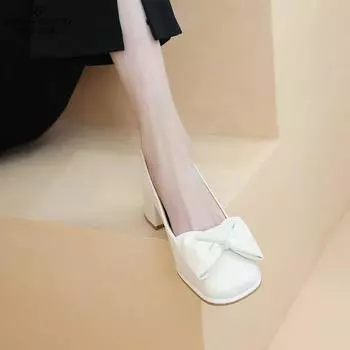 Cresfimix Zapatos De Mujer Женская мода Милые белые кожаные туфли на весну и лето на квадратном каблуке Сексуальные туфли-лодочки для вечеринок A1098 35
