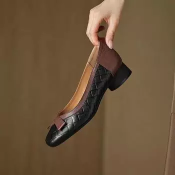 Cresfimix zapatos de mujer женская мода милый черный клетчатый узор галстук-бабочка слипоны нескользящие туфли женские повседневные коричневые каблуки ba384 35