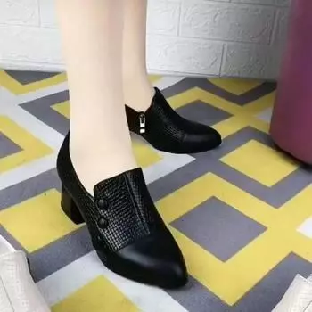 Cresfimix Zapatos De Mujer женские черные клетчатые туфли из искусственной кожи с острым носком на квадратном каблуке, классические женские туфли a6956 35
