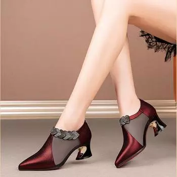 Cresfimix Zapatos De Mujer женские классические сетчатые дышащие туфли на высоком каблуке женские повседневные милые черные удобные туфли на квадратном каблуке A9427 35
