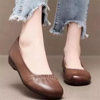 Cresfimix Zapatos De Mujer женские классические туфли на плоской подошве из черной кожи с круглым носком для весны и лета, повседневные женские туфли на плоской подошве A1441 35