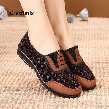Cresfimix zapatos de mujer женские классические винно-красные туфли на плоской подошве женские классные черные балетки коричневые ретро-туфли для танцев a5527 40