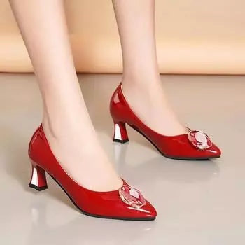 Cresfimix Zapatos De Mujer женские классические высококачественные вечерние туфли из искусственной кожи без застежек красного цвета на высоком каблуке женские офисные туфли на каблуках A9314 35