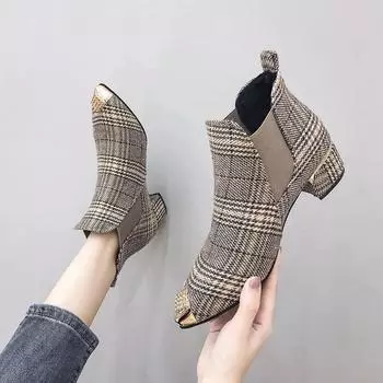 Cresfimix Zapatos De Mujer женские классические высококачественные клетчатые сапоги без застежек на высоком каблуке для вечеринки на весну и осень A9239 35