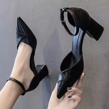 Cresfimix Zapatos De Mujer женские классные высококачественные черные туфли из искусственной кожи с острым носком на квадратном каблуке женские туфли-лодочки A7050 34