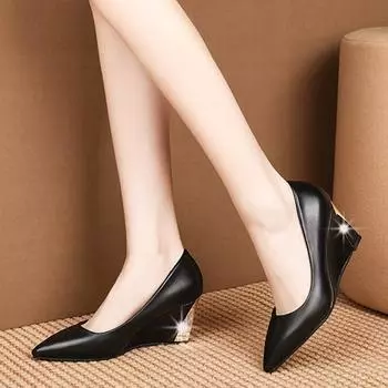Cresfimix Zapatos De Mujer женские классные высококачественные туфли на танкетке для офисных леди, сексуальные вечерние туфли для ночного клуба, черные туфли на каблуке A6963 34