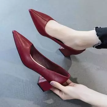 Cresfimix Zapatos De Mujer женские милые черные офисные туфли на квадратном каблуке Sapatos Femininas женские классические туфли-лодочки на квадратном каблуке A9275 35