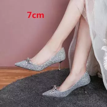 Cresfimix Zapatos De Mujer женские милые легкие серебристые свадебные туфли на шпильках женские повседневные туфли на золотистом блестящем каблуке A9426 34