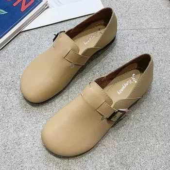 Cresfimix Zapatos De Mujer женские милые легкие коричневые кожаные весенние туфли-лоферы для офиса без застежек женские повседневные бежевые туфли A9726 35