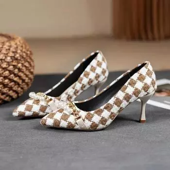 Cresfimix Zapatos De Mujer женские милые сладкие остроносые туфли в клетку на шпильках женские модные офисные удобные весенние милые туфли A276 34