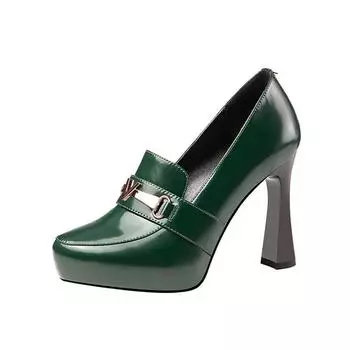 Cresfimix Zapatos De Mujer женские милые сладкие туфли с круглым носком из натуральной кожи зеленого цвета с высокой пяткой классические туфли-лодочки A350 34