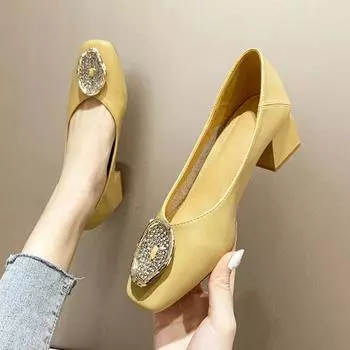 Cresfimix Zapatos De Mujer женские милые туфли на каблуке с круглым носком высокого качества на весну без застежек женские модные удобные туфли-лодочки A9757 35