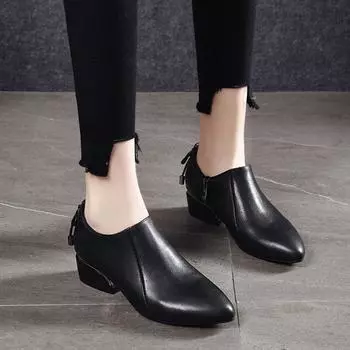 Cresfimix Zapatos De Mujer женские модные черные туфли с острым носком из искусственной кожи с боковой молнией на квадратном каблуке женские классические черные туфли A6941 35