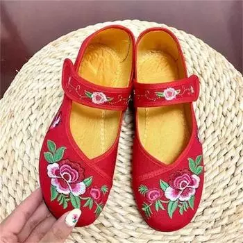 Cresfimix Zapatos De Mujer женские модные красные нескользящие туфли на плоской подошве с пряжкой и ремешком с вышивкой, симпатичные черные туфли A1434 35