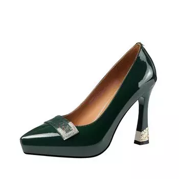 Cresfimix Zapatos De Mujer женские модные туфли на платформе с круглым носком зеленые кожаные туфли на шпильках женские сексуальные черные туфли для вечеринок A339 34