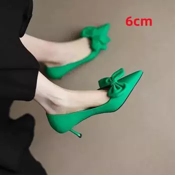Cresfimix Zapatos De Mujer женские модные туфли с острым носком высокого качества с зеленым бантом на высоком каблуке для офисных леди крутые туфли-лодочки A449 34