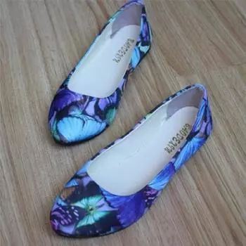 Cresfimix zapatos de mujer, женские модные весенне-летние туфли на плоской подошве с синим узором, женские милые туфли на плоской подошве из искусственной кожи с острым носком a254 35 чёрный