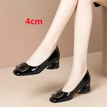 Cresfimix Zapatos De Mujer женские симпатичные черные туфли из искусственной кожи с круглым носком для офиса на высоком каблуке 4 см, женские белые туфли на высоком каблуке для вечеринок A9381 35