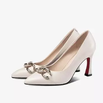 Cresfimix Zapatos De Mujer женские симпатичные туфли с острым носком бежевого цвета из искусственной кожи на весну без застежки на каблуке женские сексуальные туфли для вечеринок и клуба A242 34