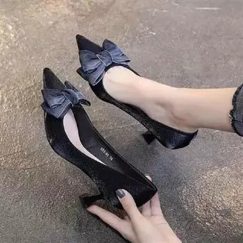 Cresfimix Zapatos De Mujer женские симпатичные туфли с острым носком, черные с бантом, весенние туфли на высоком каблуке, женские модные коричневые туфли на каблуках A9766 34