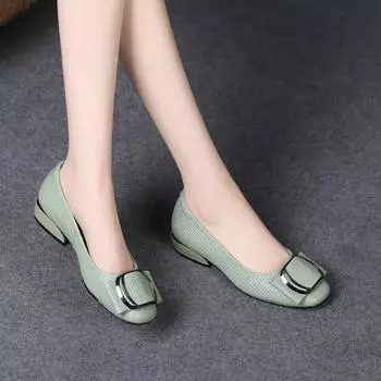 Cresfimix Zapatos Mujer женские классические туфли-лодочки с круглым носком зеленого цвета без застежек на квадратном каблуке женские модные черные туфли из искусственной кожи для офиса A9344 35