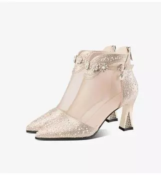 Cresfimix Zapatos Mujer женские милые кристально-розовые золотистые высококачественные туфли на шпильке женские весенние сетчатые дышащие туфли-лодочки A1302 35