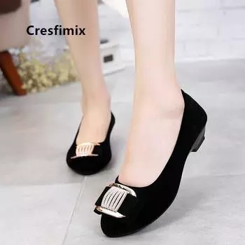 Cresfimix zapatos plano женские милые легкие черные весенние туфли без застежек женские модные балетки ретро танцевальная обувь a5401 35