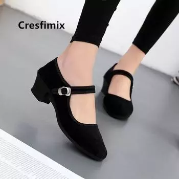 Cresfimix zapatos planos de mujer женские симпатичные черные танцевальные туфли из ткани женские повседневные удобные балетки классные туфли a5449 36