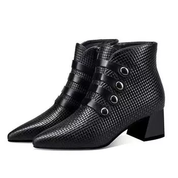 Cresfimix Женская мода Европейский дизайн кожаные весенние и осенние сапоги женские элегантные зимние короткие ботильоны Botas Femininas A529 35