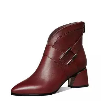 Cresfimix Женская мода сладкий винно-красный высококачественный кожаный слип-он осенние ботинки женские повседневные черные зимние ботильоны A425 34