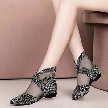 Cresfimix Женская мода Высокое качество Черный клетчатый узор Туфли на квадратном каблуке 2 см Женская повседневная милая весенняя и осенняя обувь A9637 35