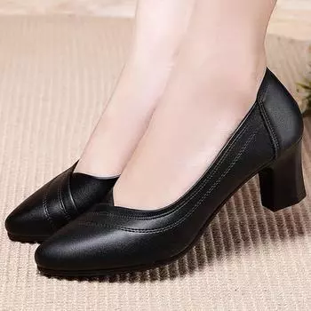 Cresfimix женские классические туфли на квадратном каблуке из искусственной кожи белого цвета для офисных леди, модные милые черные туфли на каблуке на весну и лето A6942 35