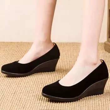 Cresfimix женские классические туфли с круглым носком, легкие, весенние, на танкетке, женские, повседневные, удобные, для работы, в гостинице, на каблуке ba307 35