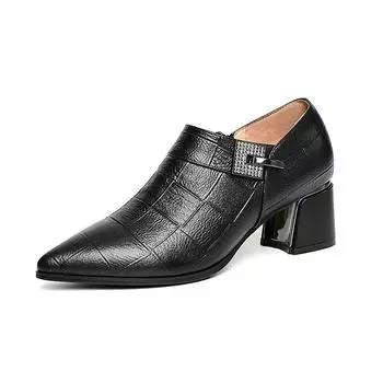 Cresfimix Женские классические туфли с острым носком, черные, в клетку, с боковой молнией, на квадратном каблуке, женские повседневные туфли-лодочки Sapatos Femininas A1331 35