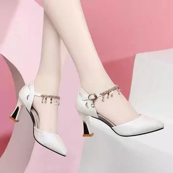 Cresfimix женские милые черные летние туфли на высоком каблуке с полой пряжкой на ремешке, женские модные весенние туфли-лодочки из искусственной кожи с блестками A9552 35