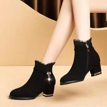 Cresfimix женские модные черные легкие весенние ботильоны женские прохладные удобные осенние замшевые ботинки botas femininas a6405k 35