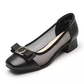 Cresfimix женские модные черные сетчатые дышащие весенние туфли без застежек на квадратном каблуке, повседневные бежевые офисные туфли ba365 35